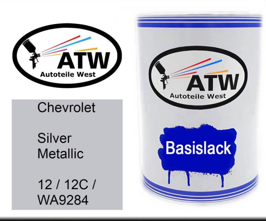 Chevrolet, Silver Metallic, 12 / 12C / WA9284: 500ml Lackdose, von ATW Autoteile West.